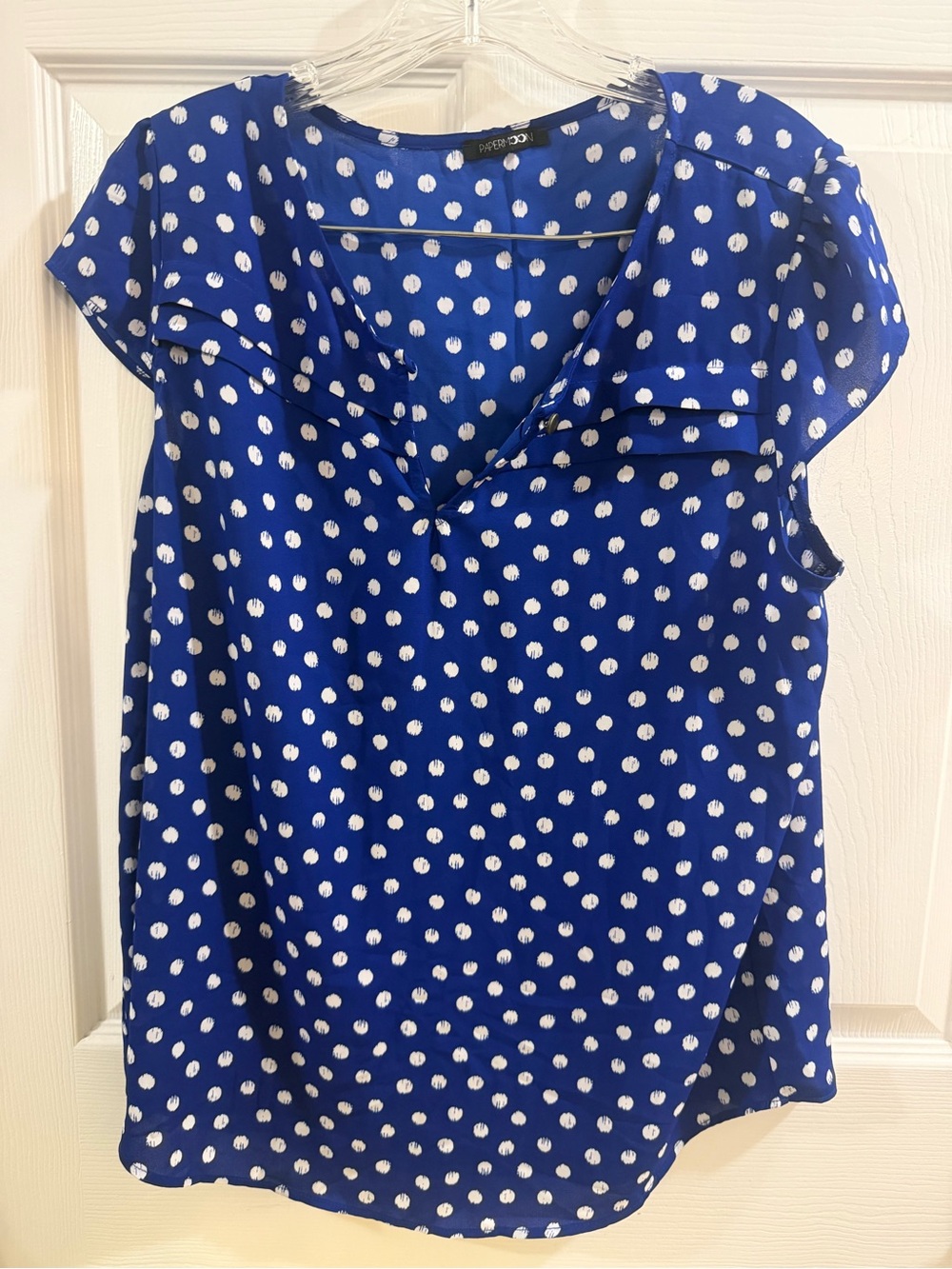 Papermoon Royal Blue Polka Dot Cap Sleeve Blouse